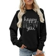 thumbnail image 1 of IWRICH Women's Happy New Year Sweatshirt Funny New Years Eve Shirt Casual Crewneck Party Holiday Pullover Tops Black XL, 1 of 3
