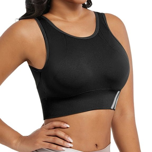 IWRICH Women's High Support Sports Bras Everyday Comfy Bras Racerback High Supportive Stretchy Tank Tops for Yoga Athletic Running Black S
