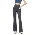 thumbnail image 1 of IWRICH Women's High Waist Flare Yoga Leggings with Pockets Buttery Soft Yoga Pants with Tummy Control Workout Pants Grey XL, 1 of 7