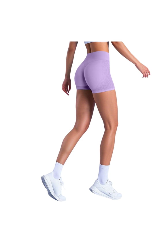 Women's High Waist Impact Shorts Scrunch Lifting Gym Seamless Booty Biker Shorts Fitness Workout Gym Leggings Purple XS