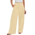 thumbnail image 1 of IWRICH Women's High Waist Work Pants Fall 2025 Casual Wide Leg Trousers Loose Work Office Business Suit Pant Pockets Yellow XL, 1 of 6