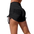 thumbnail image 1 of IWRICH Women's High Waisted Tie Side Shorts Summer Gym Yoga Hot Shorts Lifting Sports Scrunch Short Pants Black M, 1 of 5