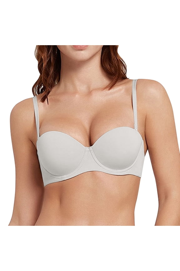 Women's Lightly Padded Bra Tshirt Supportive Demi Underwire Plus Size Bralettes White 85D