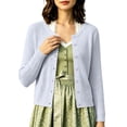 thumbnail image 1 of IWRICH Women's Lightweight Crochet Cardigan Ribbed Cropped Shrugs Long Sleeve Open Front Thin Sweater Tops Lightweight Fall Fashion Cardigan Blouses L, 1 of 4