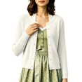 thumbnail image 1 of IWRICH Women's Lightweight Crochet Cardigan Ribbed Cropped Shrugs Long Sleeve Open Front Thin Sweater Tops Lightweight Fall Fashion Cardigan Blouses XL, 1 of 4