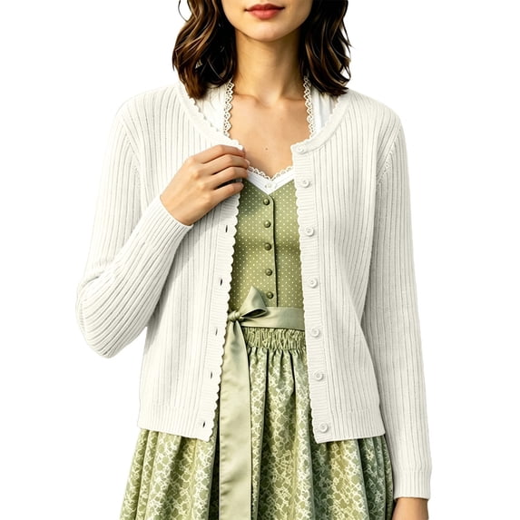 IWRICH Women's Lightweight Crochet Cardigan Ribbed Cropped Shrugs Long Sleeve Open Front Thin Sweater Tops Lightweight Fall Fashion Cardigan Blouses XL
