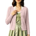 thumbnail image 1 of IWRICH Women's Lightweight Crochet Cardigan Ribbed Cropped Shrugs Long Sleeve Open Front Thin Sweater Tops Lightweight Fall Fashion Cardigan Blouses S, 1 of 4
