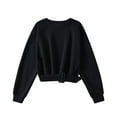 thumbnail image 1 of IWRICH Women's Long Sleeves Cropped Sweatshirts Belted Lace up Tops Crewneck Y2k Pullover 2025 Fall Outfit Black M, 1 of 3