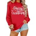 thumbnail image 1 of IWRICH Women's Merry Christmas Oversized Pullover Sweatshirt Lightweight Holiday Xmas Tee Shirts 1-Red S, 1 of 4