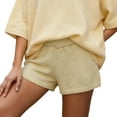 thumbnail image 1 of IWRICH Women's Micro Shorts Knit Low Rise Booty 20s Mini Shorts Solid Color Elastic Waisted Stretchy Homewear Beige One Size, 1 of 4