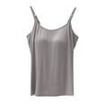 thumbnail image 1 of IWRICH Women's Modal Built-In Bra Padded Camisole Yoga Tanks Tops Dark Gray L, 1 of 4