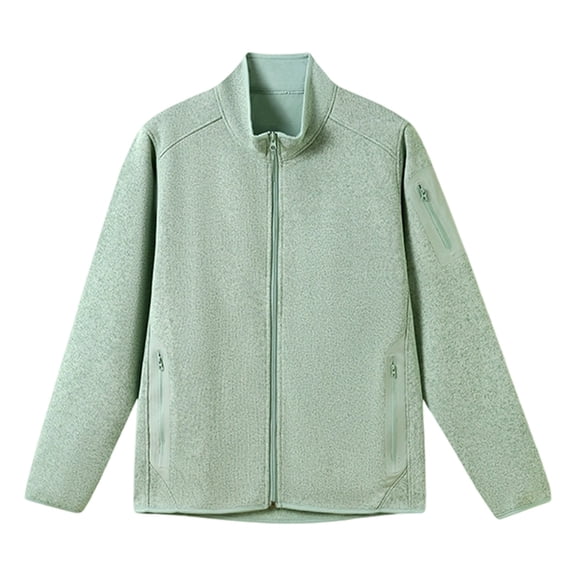 IWRICH Women's Polar Jacket Lightweight Full Zip Jackets Outdoor Hiking Casual Soft Warm Coat with Pockets Green S