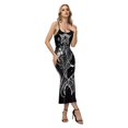 thumbnail image 1 of IWRICH Women's Printed Skeleton Strappy Slit Dress Sleeveless Long Dress for Halloween Parties and Dates, 1 of 9