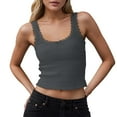 thumbnail image 1 of IWRICH Women's Ribbed Lace Trim Square Neck Tank Tops Going out Camisole Slim Fit Ribbed Knit Wide Straps Bow Y2k Summer Tops Dark Gray M, 1 of 4