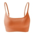 thumbnail image 1 of IWRICH Women’s Ribbed Seamless Sports Bra with Strappy Back and Scoop Neck for Yoga and Everyday Wear Orange L, 1 of 2