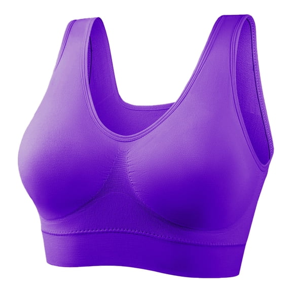 IWRICH Women's Seamless Sports Style Bra Crop Top Vest Stretch Shapewear Purple M