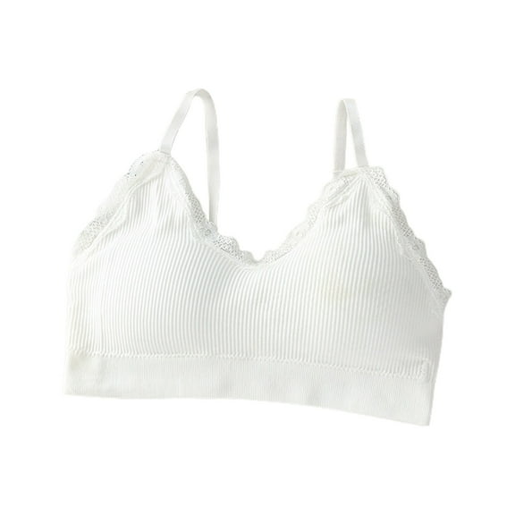 IWRICH Women's Sexy Lace Trim Crop Camisole Top V-Neck Ribbed Knit Bralette with Ruffles Y2k Strappy Tank Tops White A