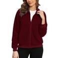 thumbnail image 1 of IWRICH Women's Sherpa Jacket Fuzzy Fleece Warm Zip up Comfy Coat Winter Outerwear with Pockets Red XL, 1 of 5