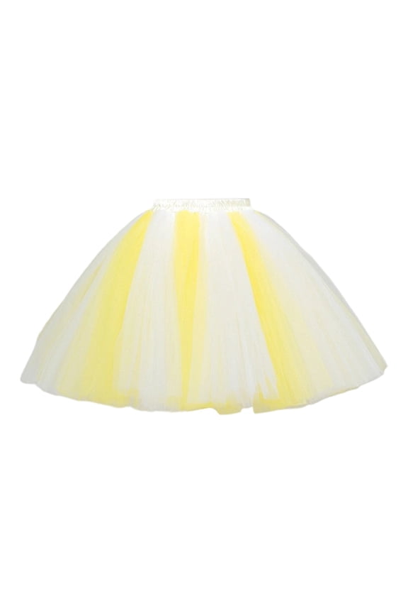 Women's Short Fashion Ballet Bubble Puffy Tutu Petticoat Skirt Yellow One Size