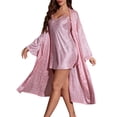 thumbnail image 1 of IWRICH Women's Silk Robe Set V-Neck 2 Piece Bridal Party Robes and Satin Bathrobe Sets Red XL, 1 of 4