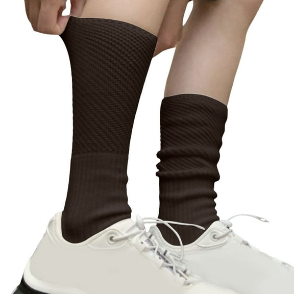 IWRICH Women's Slouch Socks 80s Scrunch Socks Extra Long Slouchy Sock White Soft Comfy Socks Coffee