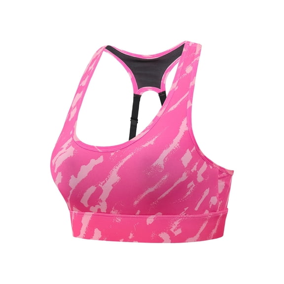 IWRICH Women's Sports Bra Funny Workout Running Yoga Bras Hawaiian Tropical Tops Floral Prints Hot Pink XXL