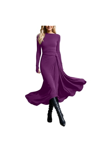 Purple Bodycon Dress Long Sleeve