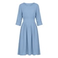 thumbnail image 1 of IWRICH Women's Spring Summer Midi Dress Crew Neck Boho Pleated a Line Tiered Flowy Dresses Blue XL, 1 of 2