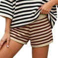 thumbnail image 1 of IWRICH Women's Striped Micro Shorts Knit Low Rise Booty 20s Mini Shorts Elastic Waist Stretchy Home Bottoms Red One Size, 1 of 4