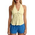 thumbnail image 1 of IWRICH Women's Summer Flowy Halter Top Cute Beach Tank Tops Going out Sleeveless Deep V-Neck for Concert Vacation Party Yellow XL, 1 of 5