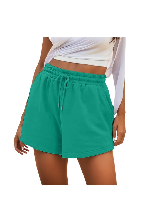 Women's Summer Shorts Casual Sweat Athletic Spring Outfits Beach Vacation Clothes Comfy Fall Fashion Dark Green XS
