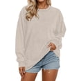 thumbnail image 1 of IWRICH Women's Sweatshirts Casual Cored Pullover Tops Oversized Long Sleeve Crewneck Shirts Beige XL, 1 of 5