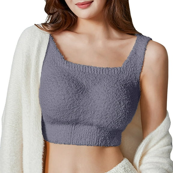 IWRICH Women's Thermal Underwear Thickened Bottomed Vest with a Bra Pad Underneath the Thick Padded Bras Dark Gray L