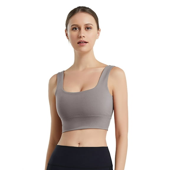 IWRICH Women's U Back Sports Bra Scoop Neck Padded Low Impact Yoga Clothes Workout Crop Top with Built in Pads Light Gray XL