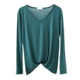 thumbnail image 1 of IWRICH Women's Undershirts V Neck Tops Soft Long Sleeve Sleep Shirt Stretchy Casual Basic Tee Shirt Dark Green XXXXXL, 1 of 7