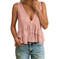 thumbnail image 1 of IWRICH Women's V Neck Ruffle Tank Tops Sleeveless Flowy Tiered Peplum Blouse Casual Summer Loose Fit Swing Cami Shirts RD1 XXL, 1 of 5