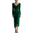 thumbnail image 1 of IWRICH Women's V Neck Wrap Velvet Long Sleeve Elegant Bodycon Ruched Party Maxi Dress Green XXL, 1 of 5