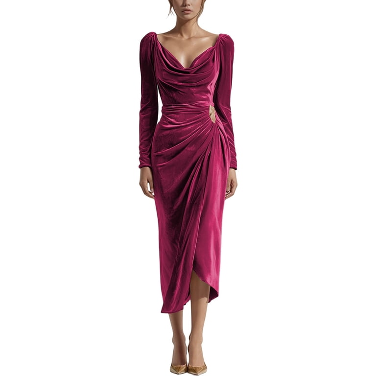 long sleeve red velvet wrap dress Amazon.com: OBEEII Red Velvet Dress for Women Formal Long Dress Elegant V Neck Wrap Bodycon Cocktail Party Midi Dress Homecoming Evening Wedding Guest Long Sleeve Christmas Dress Wine Red XL : Clothing,