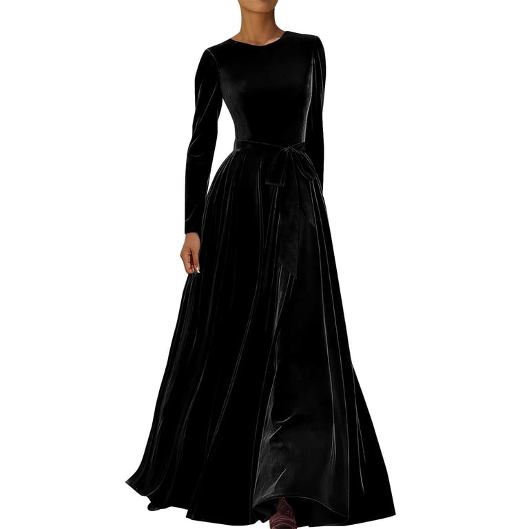 chinese dress ladies Black Velvet Mock Neck Maxi Dress  shopaleena