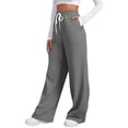 thumbnail image 1 of IWRICH Women's Wide Leg Sweatpants High Waisted Baggy Interior Drawstring Sweatpants Straight Leg Sweat Pants Grey L, 1 of 9
