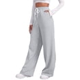 thumbnail image 1 of IWRICH Women's Wide Leg Sweatpants High Waisted Baggy Interior Drawstring Sweatpants Straight Leg Sweat Pants Light Gray L, 1 of 9