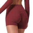 thumbnail image 1 of IWRICH Women's Workout Impact Shorts Scrunch Lifting Tummy Control Gym Shorts Comfy Running Seamless Booty Biker Shorts Brick Red L, 1 of 3