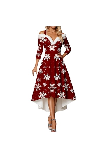 walmart ladies christmas dresses Red Party for Women and Kids Santa dress