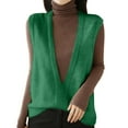 thumbnail image 1 of IWRICH Womens Deep V Neck Sweater Vest Casual Knitted Tank Tops Sleeveless Sweater Ribbed Pullover Knitwear Green L, 1 of 4