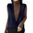 thumbnail image 1 of IWRICH Womens Deep V Neck Sweater Vest Casual Knitted Tank Tops Sleeveless Sweater Ribbed Pullover Knitwear Navy L, 1 of 4