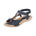 thumbnail image 1 of IWRICH Womens Low Wedge Sandals Arch Support Summer Beach Shoes Comfort Walking Bohemian Footwear Blue 8.5, 1 of 5