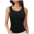 thumbnail image 1 of IWRICH Womens Sleeveless U-Neck Tank Tops Fashion Summer Casual Basic Slim Fit Ribbed Racerback Top Shirt Clothes Black XXXXL, 1 of 5