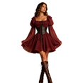 thumbnail image 1 of IWRICH Womens Victorian Renaissance Dress off Shoulder Long Sleeve Corst Boho Shirt Blousedress, 1 of 5