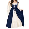 thumbnail image 1 of IWRICH Womens's Renaissance Dresses 2 Pics Set Long Flare Sleeve Halloween Outfits Dark Blue XL, 1 of 5