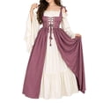 thumbnail image 1 of IWRICH Womens's Renaissance Dresses 2 Pics Set Long Flare Sleeve Halloween Outfits Pink S, 1 of 5